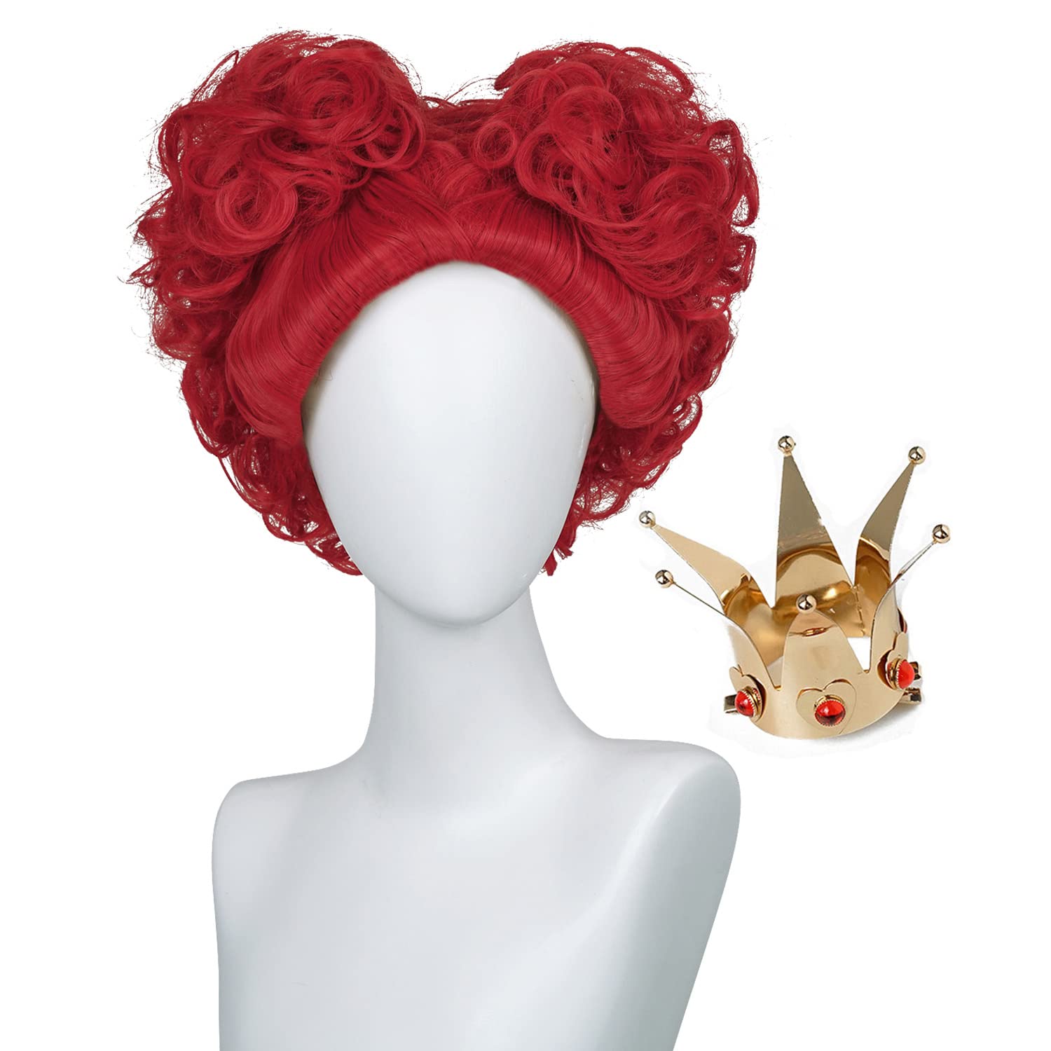 Photo 1 of SL Red Heart Cosplay Wig for Women Girls Short Curly Halloween Anime Cosplay Party Wigs with Cap One Size