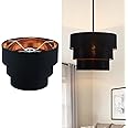 EDISLIVE 3-tier Drum Linen Lamp Shade for Pendant Lamp Floor Lamp Chandelier Replacement Shade Clip on Bulb Classic Round Lampshade Cover Only (Black)