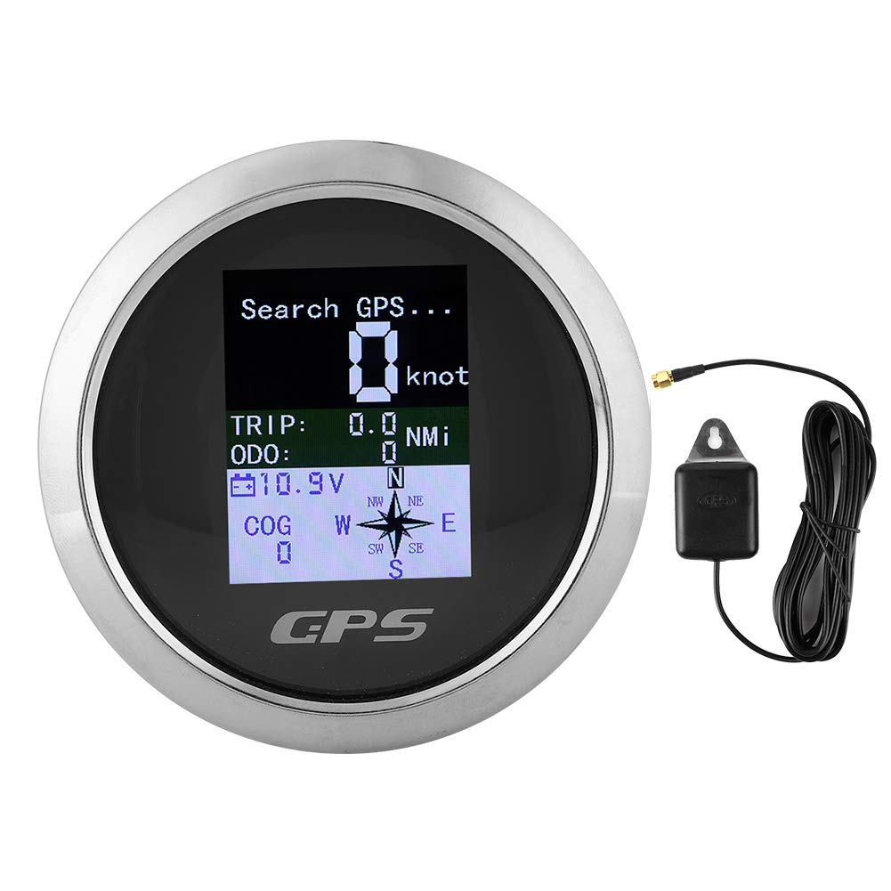 GPS Speedometer, 85mm Speedometer GPS Car Boat Engineer Stainless Waterproof Digital Gauges[Black Dial]