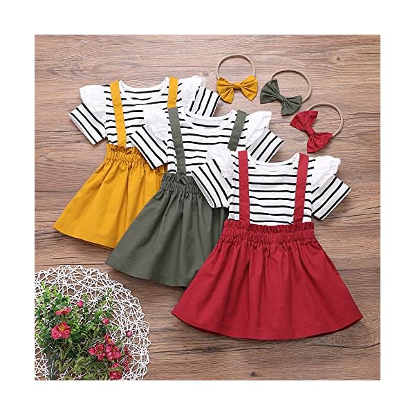 YOUNGER STAR Toddler Girls Outfits 3pcs Baby Romper Clothes Set Girl Floral Jumpsuit+Strap Skirt Outfits - Image 8