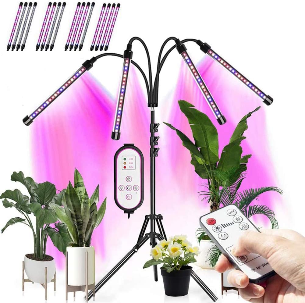4Head LED Grow Light with Tripod Stand for Indoor Plants