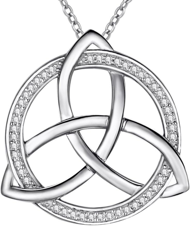 APOTIE 925 Sterling Silver Celtic Knot Pendant Necklace Jewellery Chain 18"