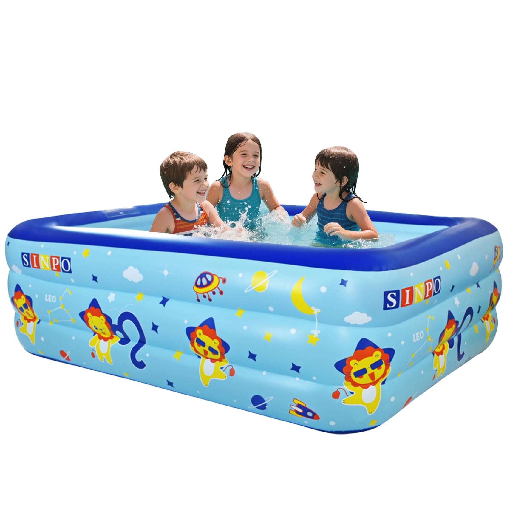 Photo 1 of JUST FOR PARTY Inflatable Kiddie Swimming Pool for Kids, 70"x45"x20", Thickened Durable Above Ground Blow Up Family Pool with Bottom Bubble Layer for Outdoor Garden Backyard Summer Water Party