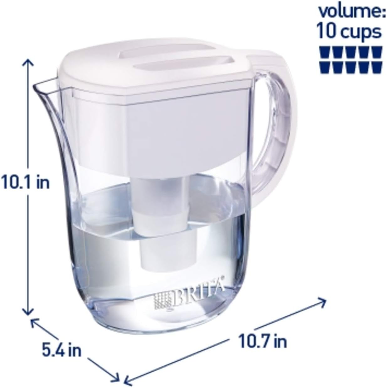 Brita Water Pitcher with 1 Filter, w 1 std, White: Kitchen & Dining
