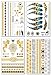 Metallic Temporary Tattoos for Women Teens Girls - 8 Sheets Gold Silver Temporary Tattoos Glitter Shimmer Designs Jewelry Tattoos - 100+ Color Flash Fake Waterproof Tattoo Stickers (Mustique)