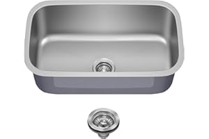 Kraus 31 1/2 Inch Stainless Steel Kitchen Sink, Durable 18 Gauge Single Bowl Kitchen Sinks Undermount, KBU14
