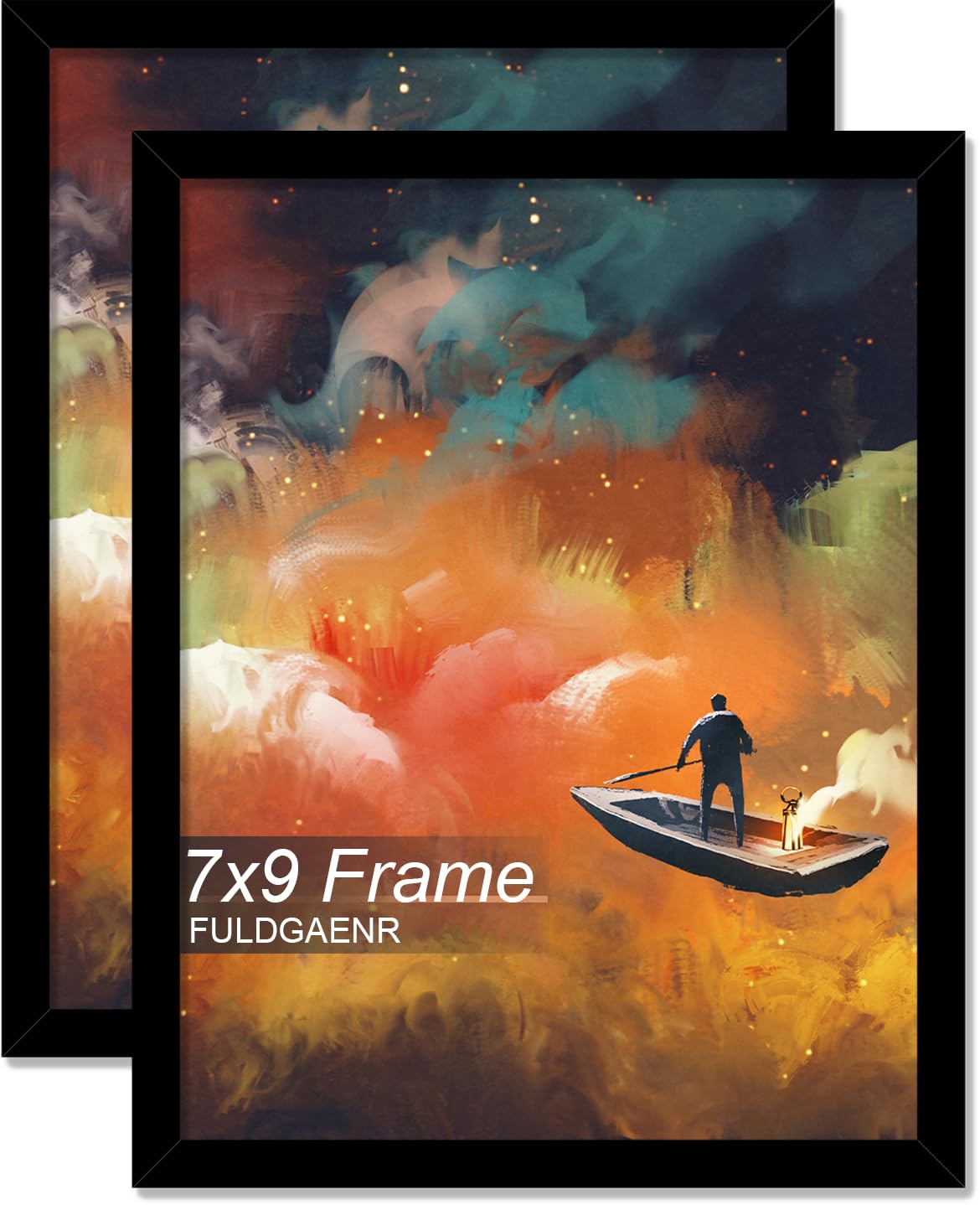 Photo 1 of FULDGAENR 7x9 Picture Frame Set of 2, Black Frames for 7 x 9 Inch Photo Poster Certificate, High Transparency Wall/Tabletop Frame with Horizontal Vertical Display (2 Pack | Black | 7"x9")