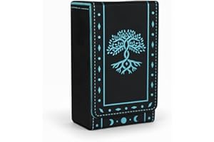 FNYDOX Leather Tarot Card Protective Case - Tree of Life Tarot Card Storage Box, Playing Card Accessories Tarot Desk Bag, Tar