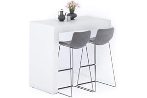 Mobili Fiver Evolution Tall Kitchen Bar Table Made in Italy | Space Saving, Wall-Mounted Counter Height Table for 4 | Breakfast Bar Table Top w/Cable Holder | Ashwood White | 47,2" x 23,6" in