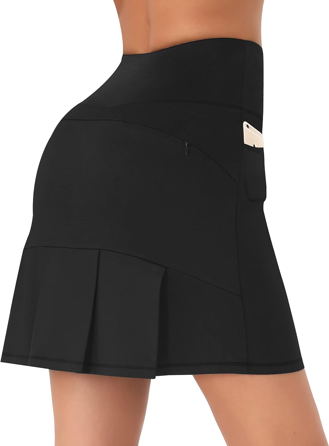 Persit Womens's Pleated Athletic Golf High Wasited Tennis Skirt Workout Skorts with 2 Side Pockets & Back Zip Card Pocket: Clothing
