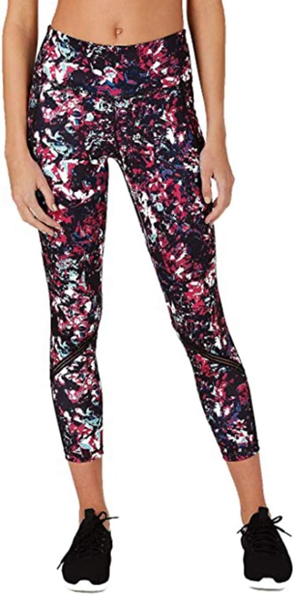 Ideology Women's Abstract Floral Printed Mesh-Trimmed Leggings, Multi Color, X-Large
