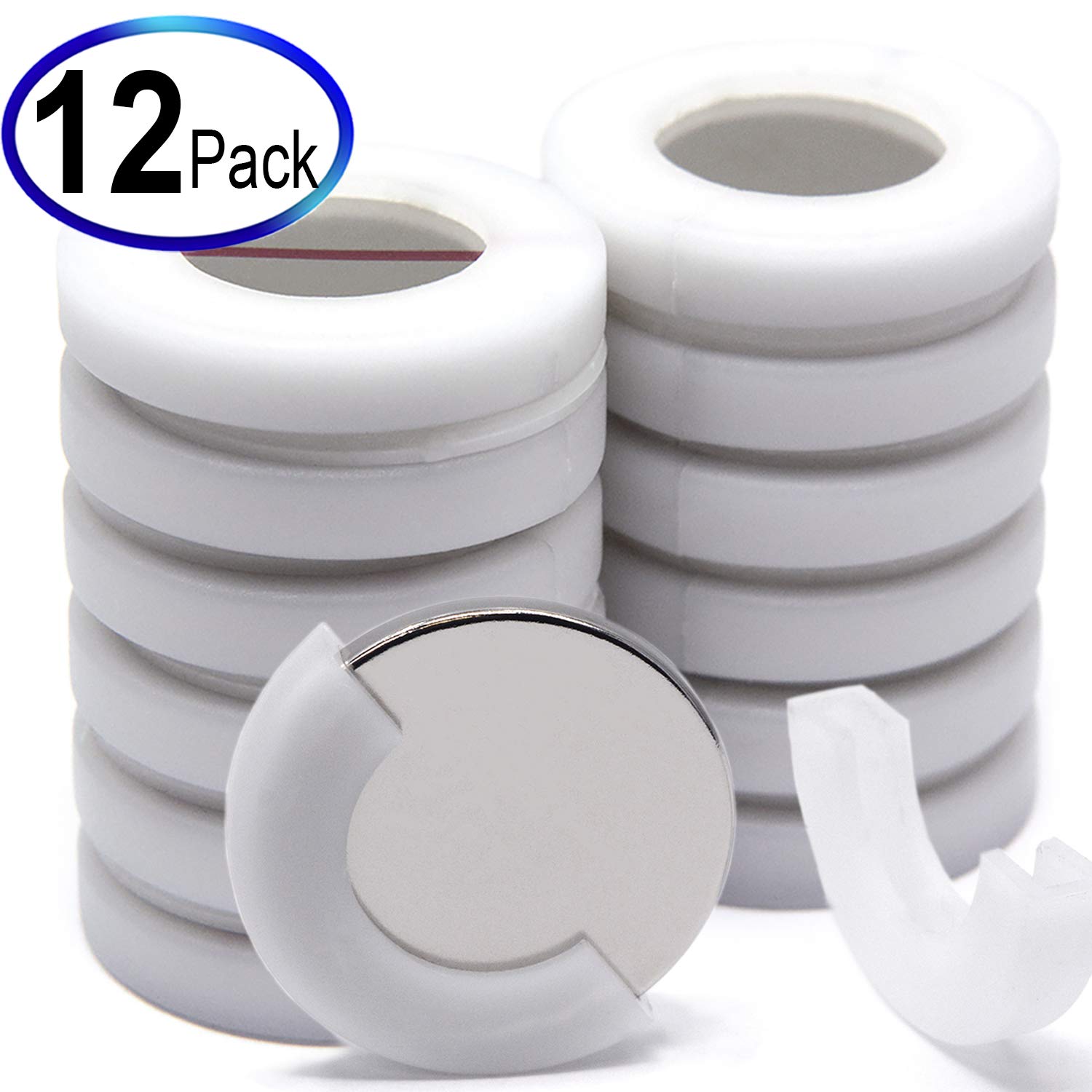 12 Packs of Super Strong Neodymium Magnets | Powerful Disc Rare Earth Magnets | Super Strong Magnets Dia 1.26x1/8" w/ 3M Adhesives (Neodymium Magnets 1.26x1/8 12 pks)
