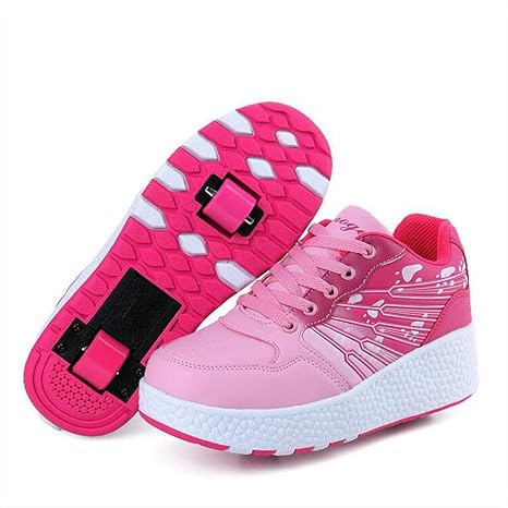 Heelys Skates Girls Damen Dual Up Trainer Unisex Kids Fitness Schuhe Stiefel Rollers Blue, Pink,Pink,S