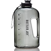 MYSHAKER 1 Gallon Water Jug with Flip-top Lid and Handle Strap, Leak-proof BPA Free Reusable Time Marker Reminder Large Capacity Gallon Water Bottle for Outdoor Sports Fitness Gym Hiking
