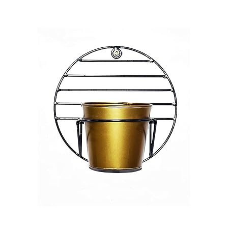 Decorscent Wall Mount Metal Planter Stand with Round Galvanized Pot