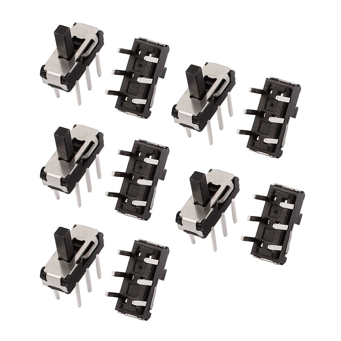 Sourcingmap 10 Pcs 2 Position Straight 6P DPDT Micro Slide Switch Latching Power Switch