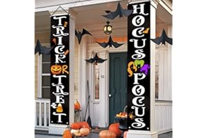 ORIENTAL CHERRY Halloween Decorations Outdoor - Halloween Decor - Trick Or Treat Hocus Pocus Large Witch Banners Porch Signs - For Front Door Outside Yard Garland Party Supplies - Orange Black