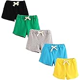 Toddler Shorts for Boys Girls Pull On Cotton Summer Shorts Casual Clothes Short Pants 5 Pack
