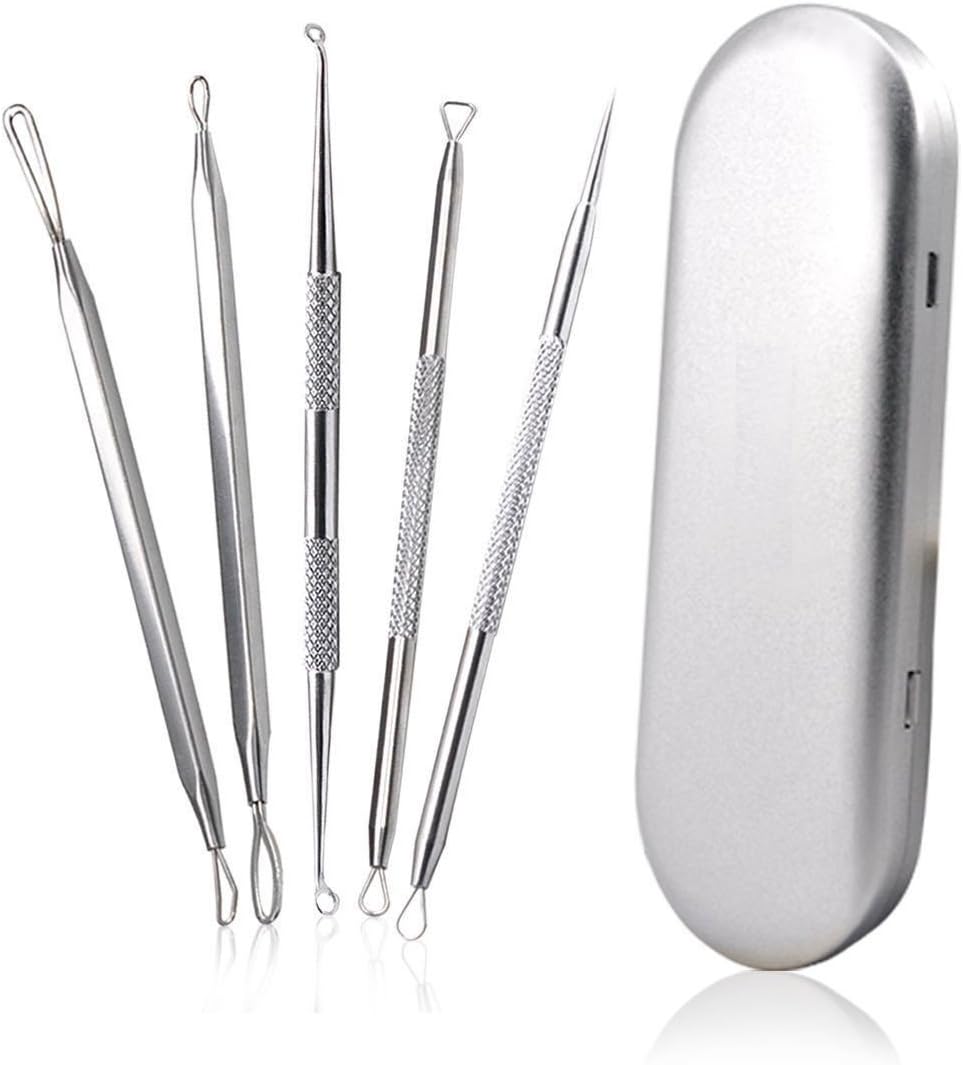 LIVIVO 5pc Blackhead Remover Kit, Safe and Effective for Extracting Blackheads Whiteheads, Comedones, Acne, Pimples, Spots