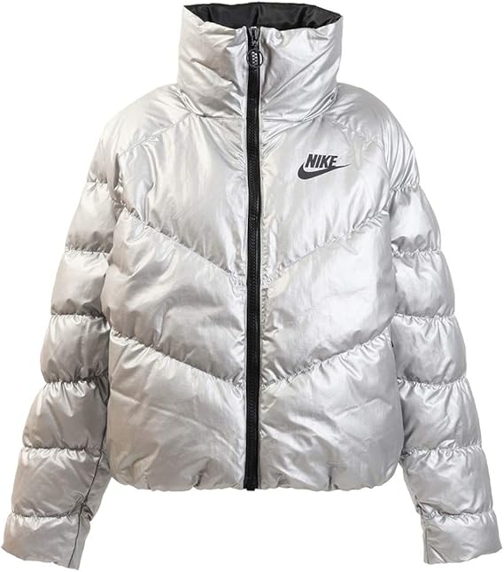 silver and black nike jacket
