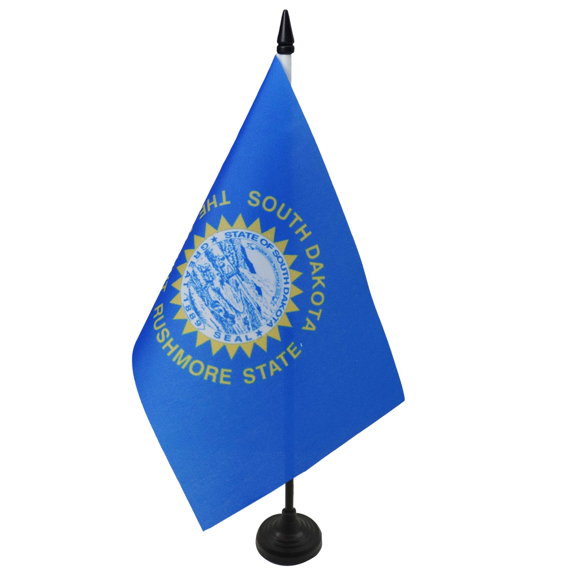 AZ FLAG South Dakota Table Flag 5'' x 8'' - US state of South Dakota Office Decoration 100% Polyester 21 x 14 cm - Mini Desk Flag with Pole and Black Plastic Base