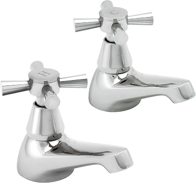 Deva Milan 101 Chrome Basin Taps Cross Handle Pair Hot Cold 12 Year Warranty
