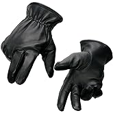 Milwaukee Leather SH858 Men's Thermal Lined USA Deerskin Black Leather Motorcycle Gloves w/Cinch Wrist Closure