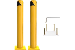 YITAHOME Safety Bollard Post, 42" x 4.5" Steel Bollards for Warehouse, Yellow, 2 Pack