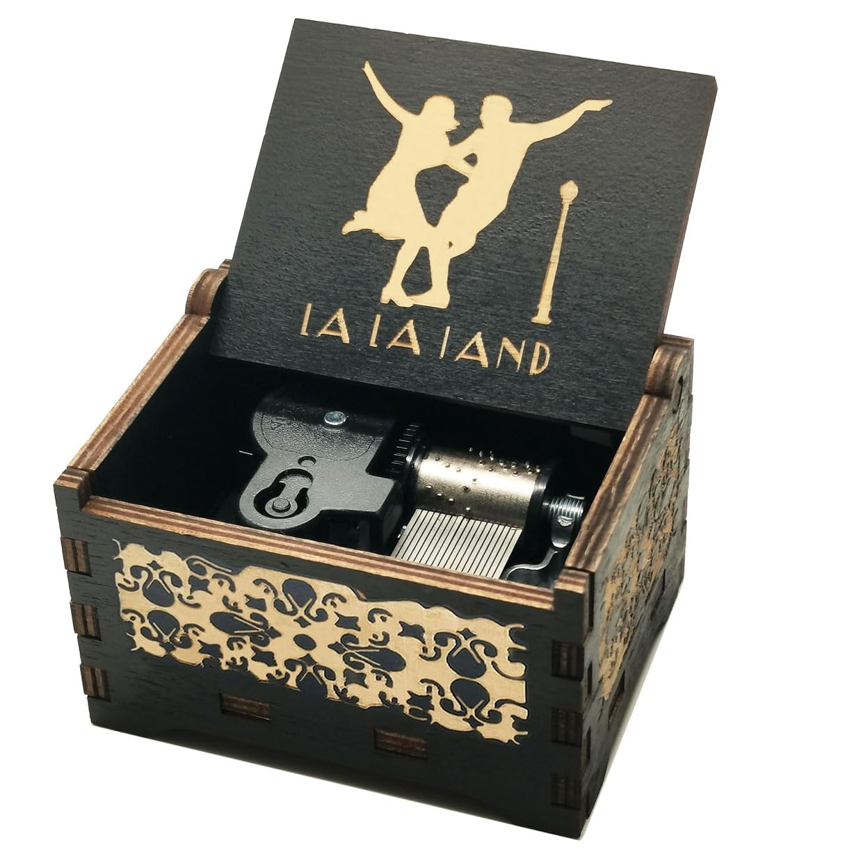 Micteney La La Land Music Box,La La Land Merchandise Wooden Carved Musical Boxs Gift for Wife,Clockwork Drive