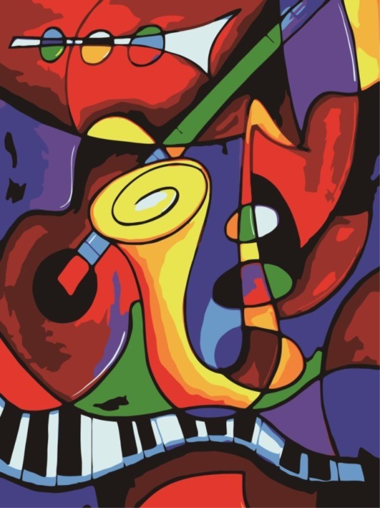 WOWDECOR Art Supplies DIY Paint by Numbers Kits 40 x 50cm with Painting Brushes Canvas (Music, Framed)