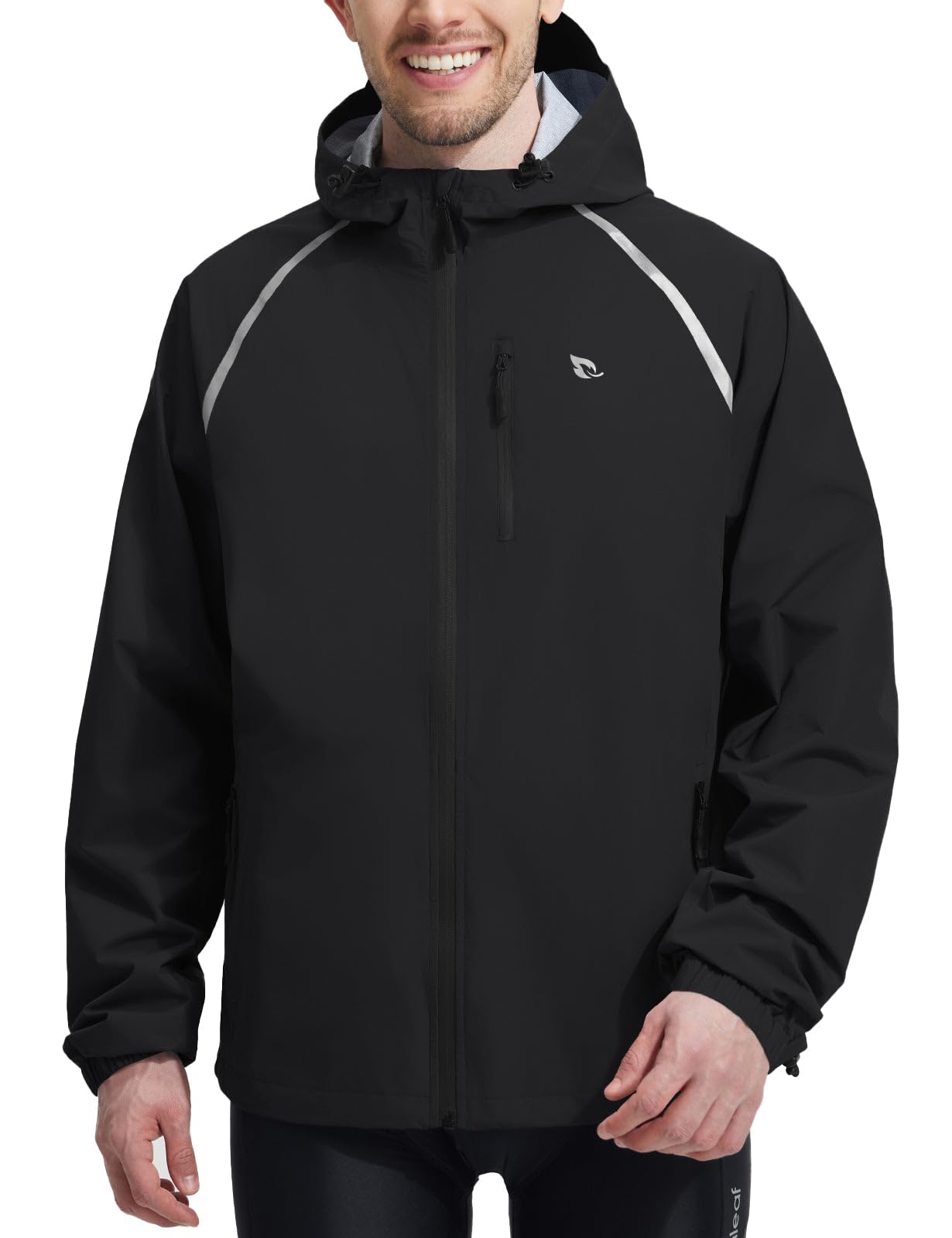 baleaf Men's Rain Jacket Waterproof Windbreaker Packable Hood Running Cycling Raincoat Black 3XLT Image