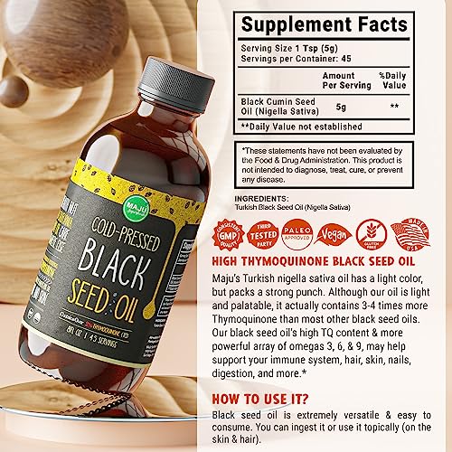 MAJU Black Seed Oil 3 Times Thymoquinone, ColdPressed, 100 Turkish