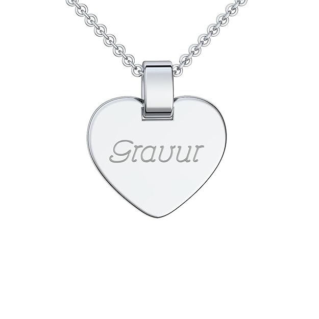 Herz Kette Gravur Silber 925 + inkl. GRATIS Luxusetui + Kettenanhänger mit Gravur persönlich Gravurplatte individuell gestalt