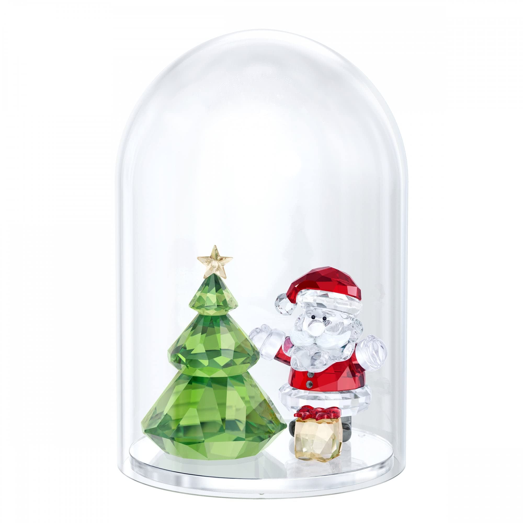 Swarovski Glass Bell Christmas Tree & Santa, Crystal, Multi-Colour, 4.8 x 3.8 cm