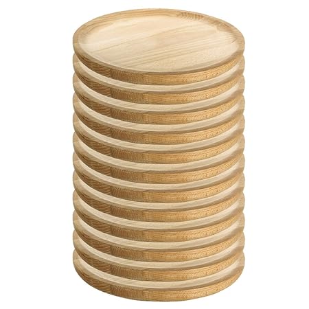 Ruibal - Holzteller Rund - Holzplatte - Kiefer - Set 12 - Ø 12 cm