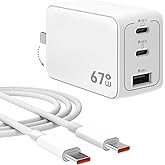 WeLink 67W USB C Charger, GaN PPS 3-Port Fast Compact Foldable USB C Charger Block for MacBook, iPad Pro, Galaxy S24, iPhone 16/15 and More