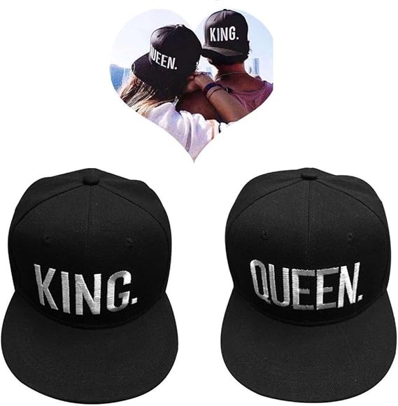 Amazon ベースボールキャップ 黒 無地 メンズ レディース 恋人 カップル King と Queen ２個入り 服 ファッション小物 通販