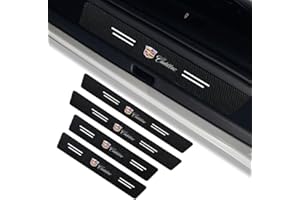 BREZO Compatible with Cadillac ct5 ct6 gt4 xt6 xt5 xt4 cts Logo Door Step Scuff Plate,Carbon Fiber Car Door Steps Covers Scratch Pad 4PCS Self-Adhesive Car Door Sill Protector Accessories（Set of 4）