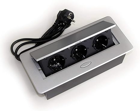 Versenkbare Einbau Steckdose In Silber Fur Kuche Und Buro Mit Softoffnung 1 5m Kabel Ideal Fur Arbeitsplatte Als Tischsteckdose Bodensteckdose Aluminium Spritzguss Drei Amazon De Baumarkt