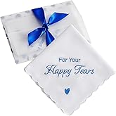 Happy Tears Handkerchief Wedding Gifts Something Blue Gift for Bride to Be Mother of the Bride and Groom Gift, AKI-103R