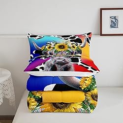Highland Cow Bedding Set for Boys Teens Black and