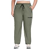COOTRY Women's Plus Size Hiking Cargo Pants Athletic Workout Outdoor Quick Dry Lightweight Joggers Zipper Pockets Golf Pants