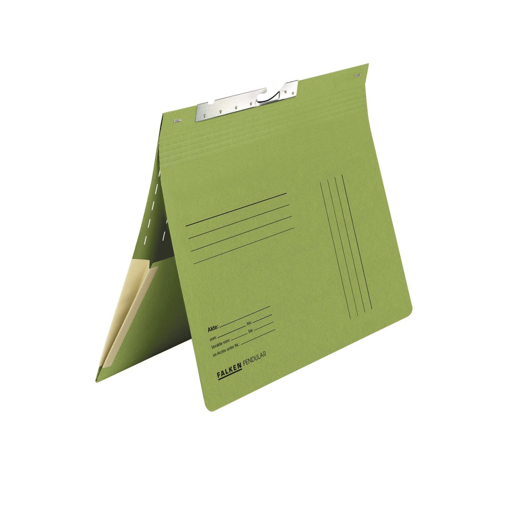 Exacompta - Ref 15033806000F - FALKEN - Pendular Pendel Top-Down Flat Files with Index Slots - A4 (210 x 297mm) in Size, 320gsm Recycled Manilla - Green (Pack of 50)
