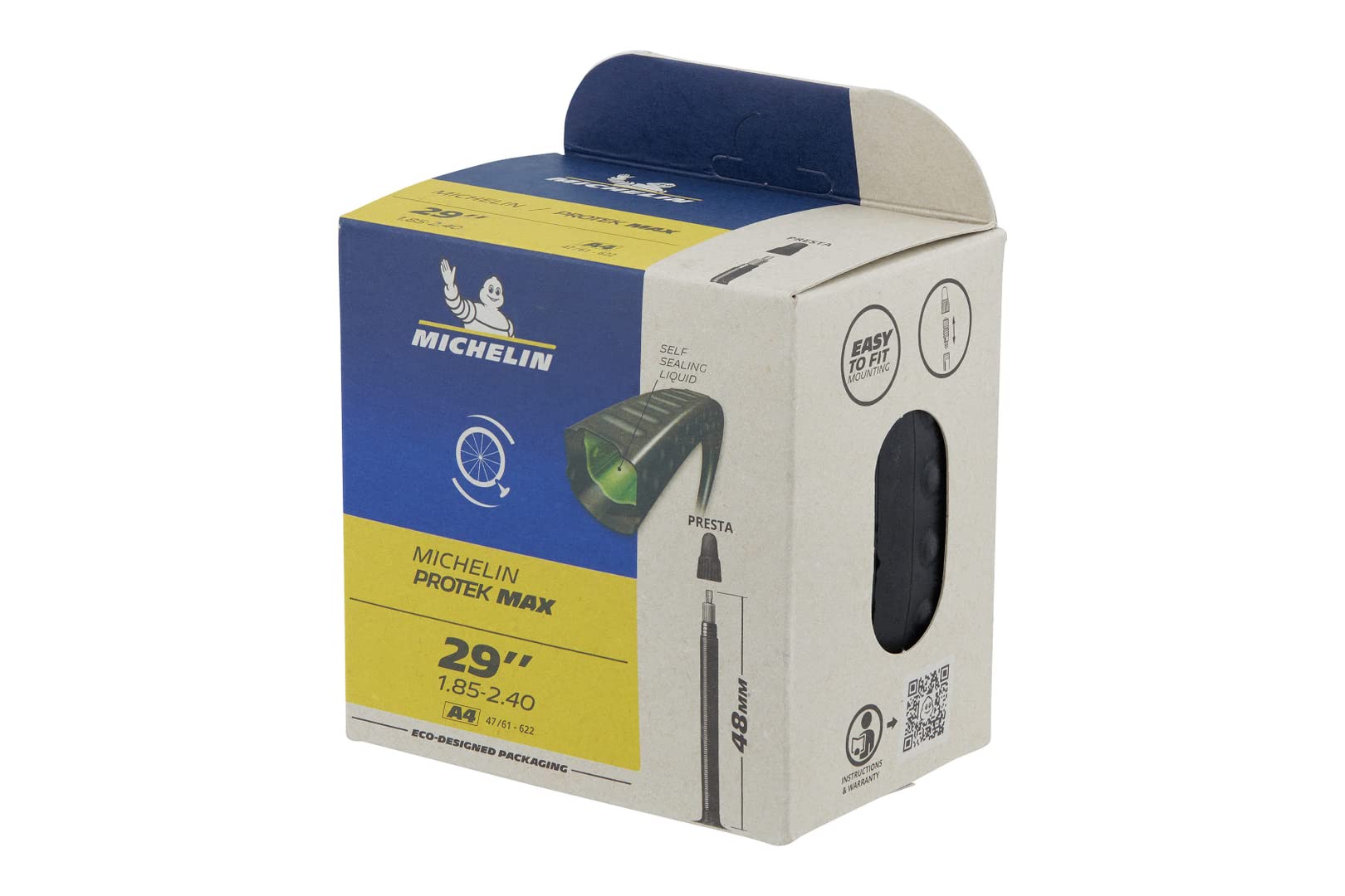 Michelin Unisex Adulto B4 Protek Max Camera d'aria, Nero, 48 mm