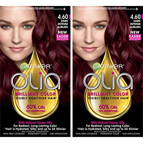 Garnier Hair Color Olia Oil Powered Permanent, 4.60 Dark Intense Auburn, 2 Count