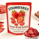 4.6oz Freeze Dried Strawberry Slices - Crispy Dried Fruit Snack, Perfect for Smoothie Bowls, Yogurt, Baking, Chocolate, Oatmeal, Vegan, Camping Food