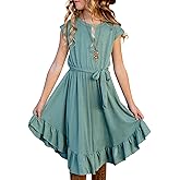 blibean Girls Summer Dresses Shorts Sleeve Kids Casual Dress 4-13 Years