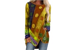 FARTEY Womens Tunics or Tops to Wear with Leggings Long Sleeve Loose Fit Fall Clothes Crewneck Gradient Comfy Shirts Blouses