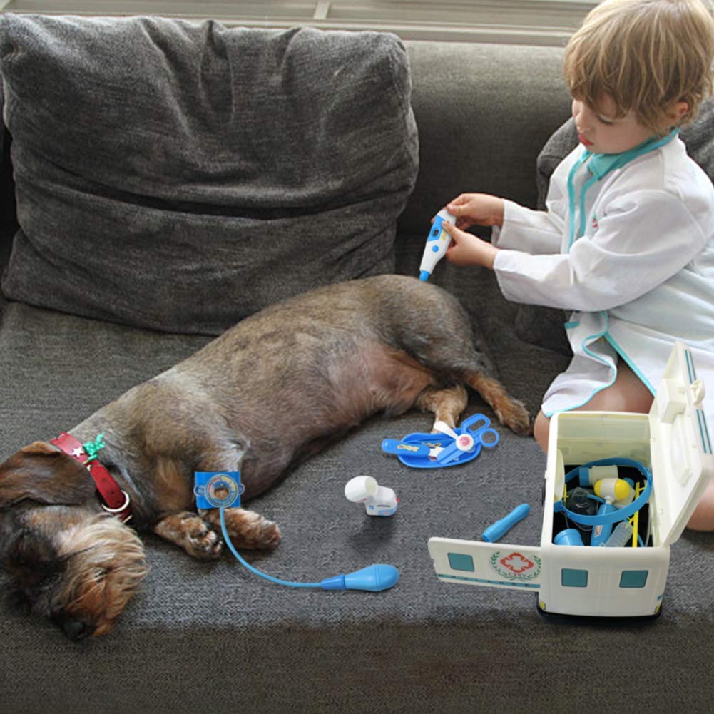 Malette Docteur Enfant Jouet Ambulance Kit Medecin Enfant Jeu de Rôle Valise Docteur 16 Pcs Jeu Imiter Docteur pour Bébé Enfants Garçon et Fille
