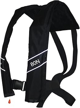Amazon エイソン Eyson 自動膨張式 子供用ライフジャケット レッドベスト救命胴衣 80kg対応 ブラック Eyson スポーツ アウトドア